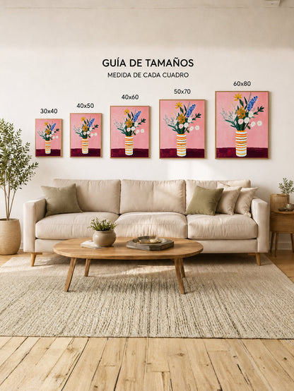 Cuadro Decorativo Trendy, Cactus Flores Rojas Beige