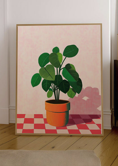 Cuadro Decorativo Trendy, Cactus Flores Rojas Crema