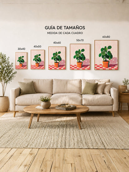 Cuadro Decorativo Trendy, Cactus Flores Rojas Crema