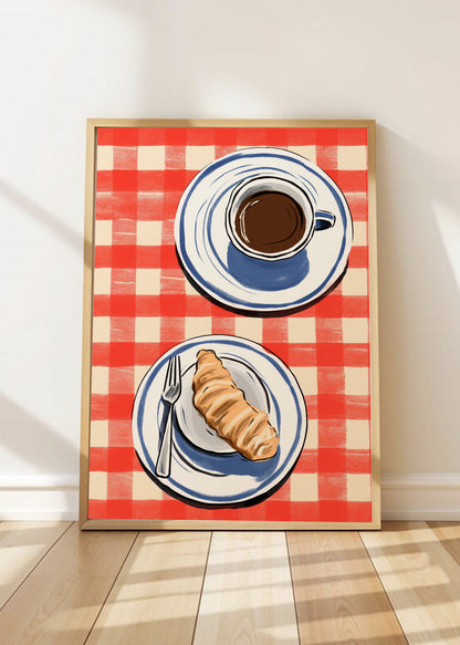 Cuadro Decorativo Trendy, Café Medialuna Mantel Rojo
