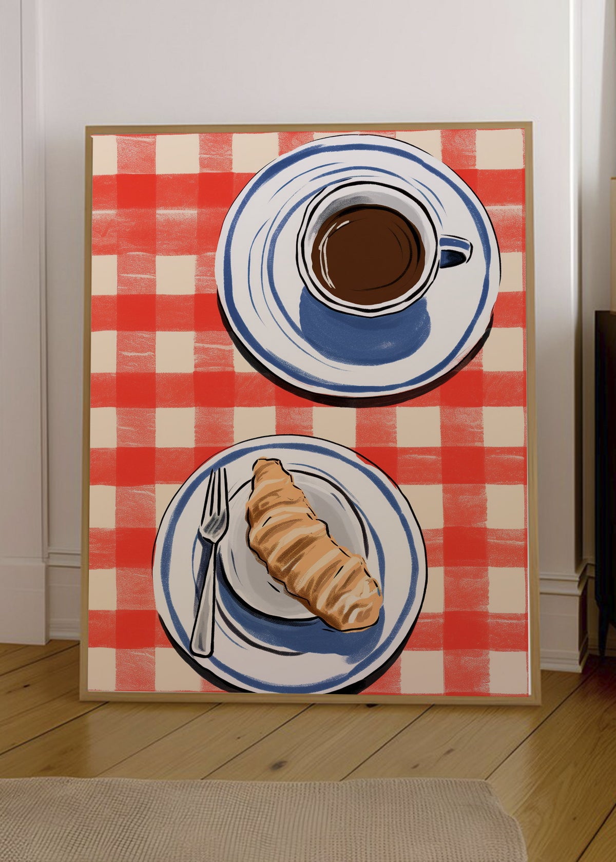 Cuadro Decorativo Trendy, Café Medialuna Mantel Rojo