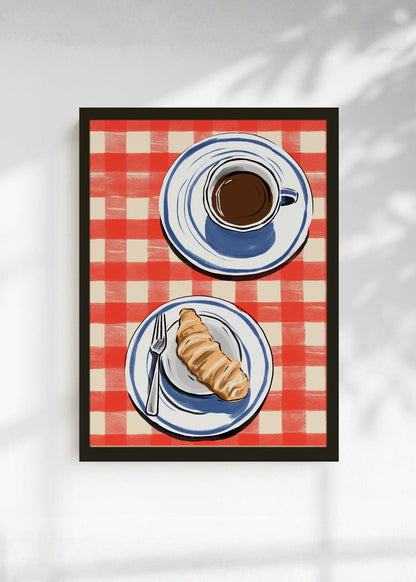 Cuadro Decorativo Trendy, Café Medialuna Mantel Rojo