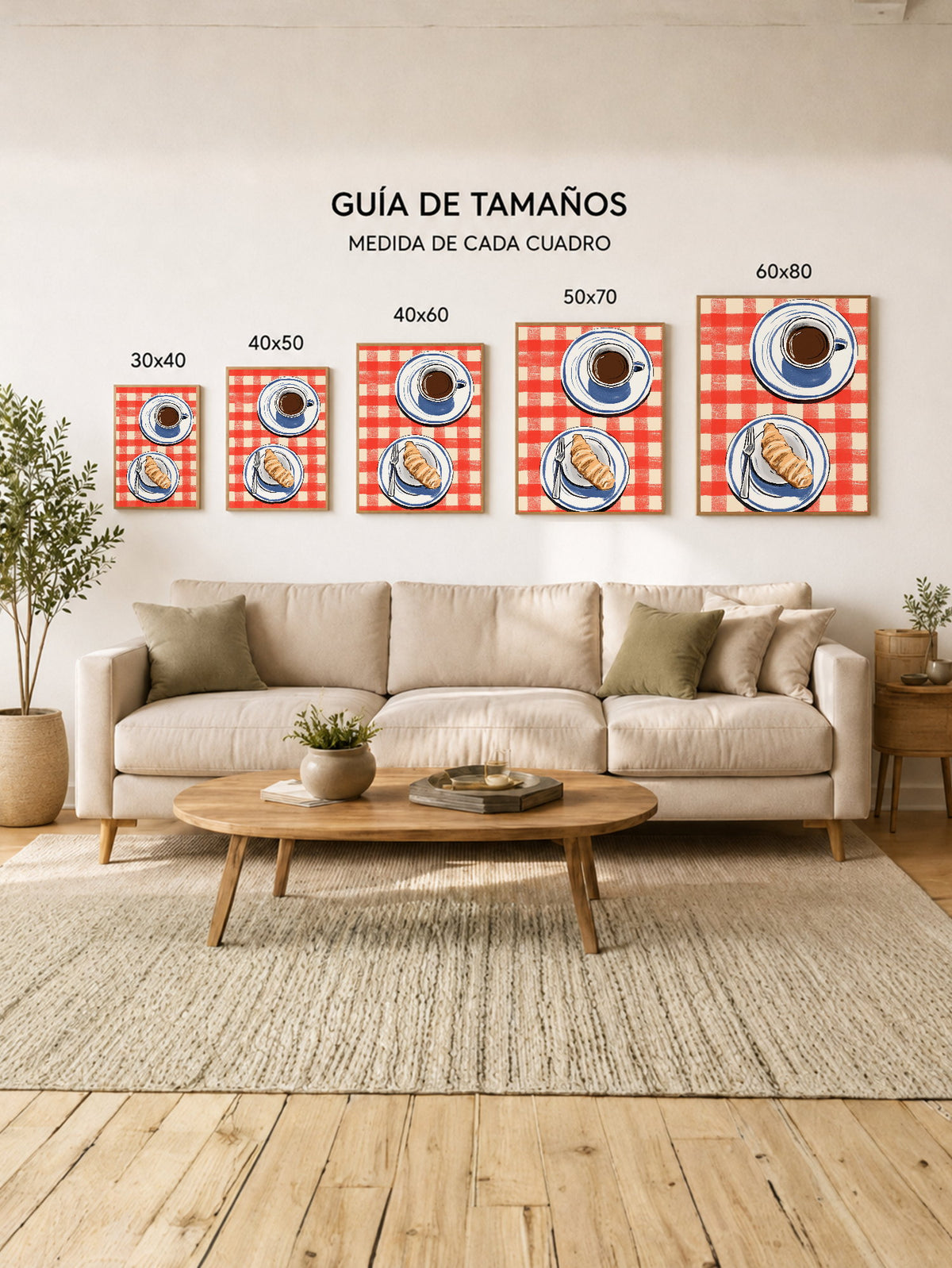 Cuadro Decorativo Trendy, Café Medialuna Mantel Rojo