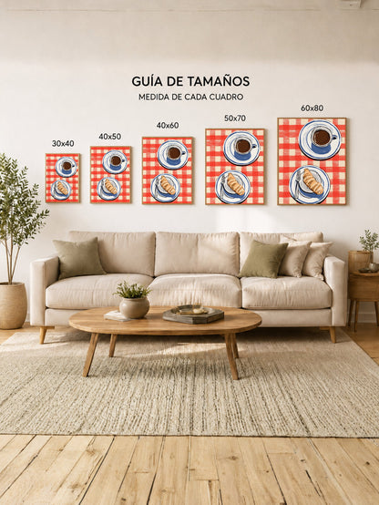 Cuadro Decorativo Trendy, Café Medialuna Mantel Rojo