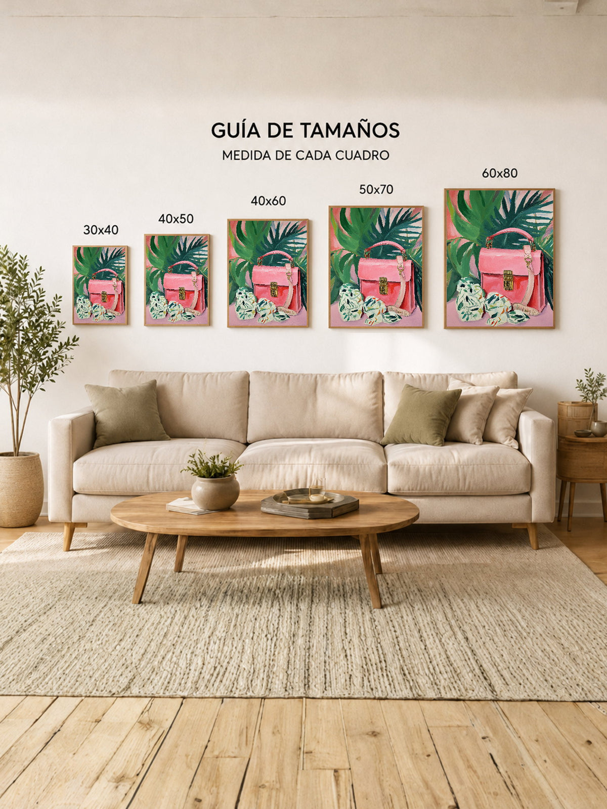 Cuadro Decorativo Trendy, Cartera Rosa Hojas Tropical