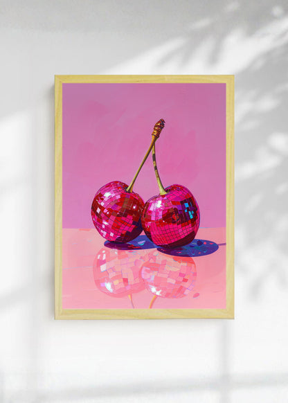 Cuadro Decorativo Trendy, Cerezas Disco Rosa Fucsia
