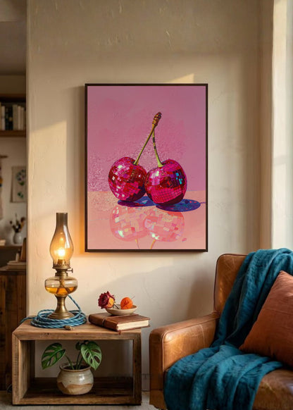 Cuadro Decorativo Trendy, Cerezas Disco Rosa Fucsia