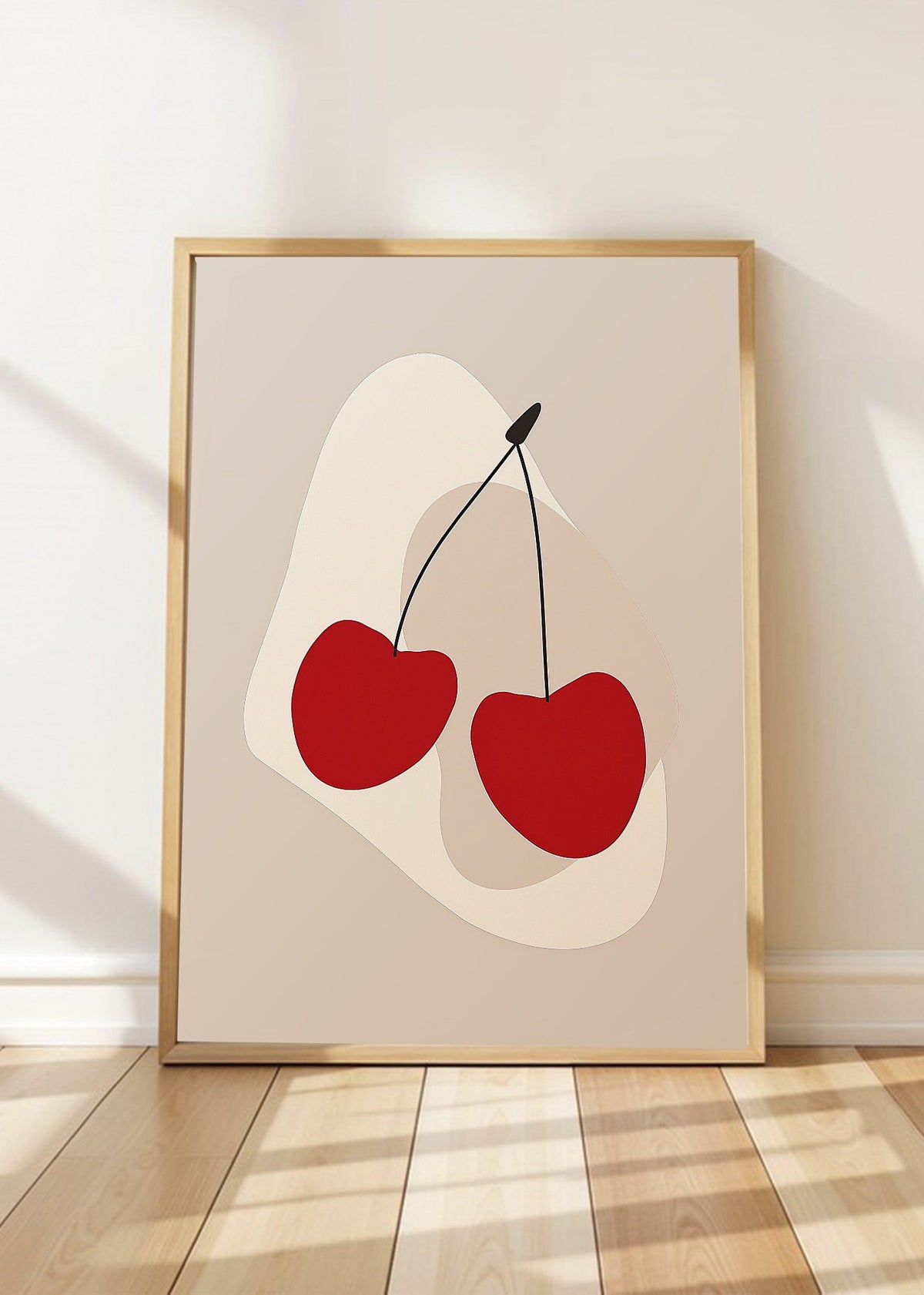 Cuadro Decorativo Trendy, Cerezas Rojas Beige Minimal