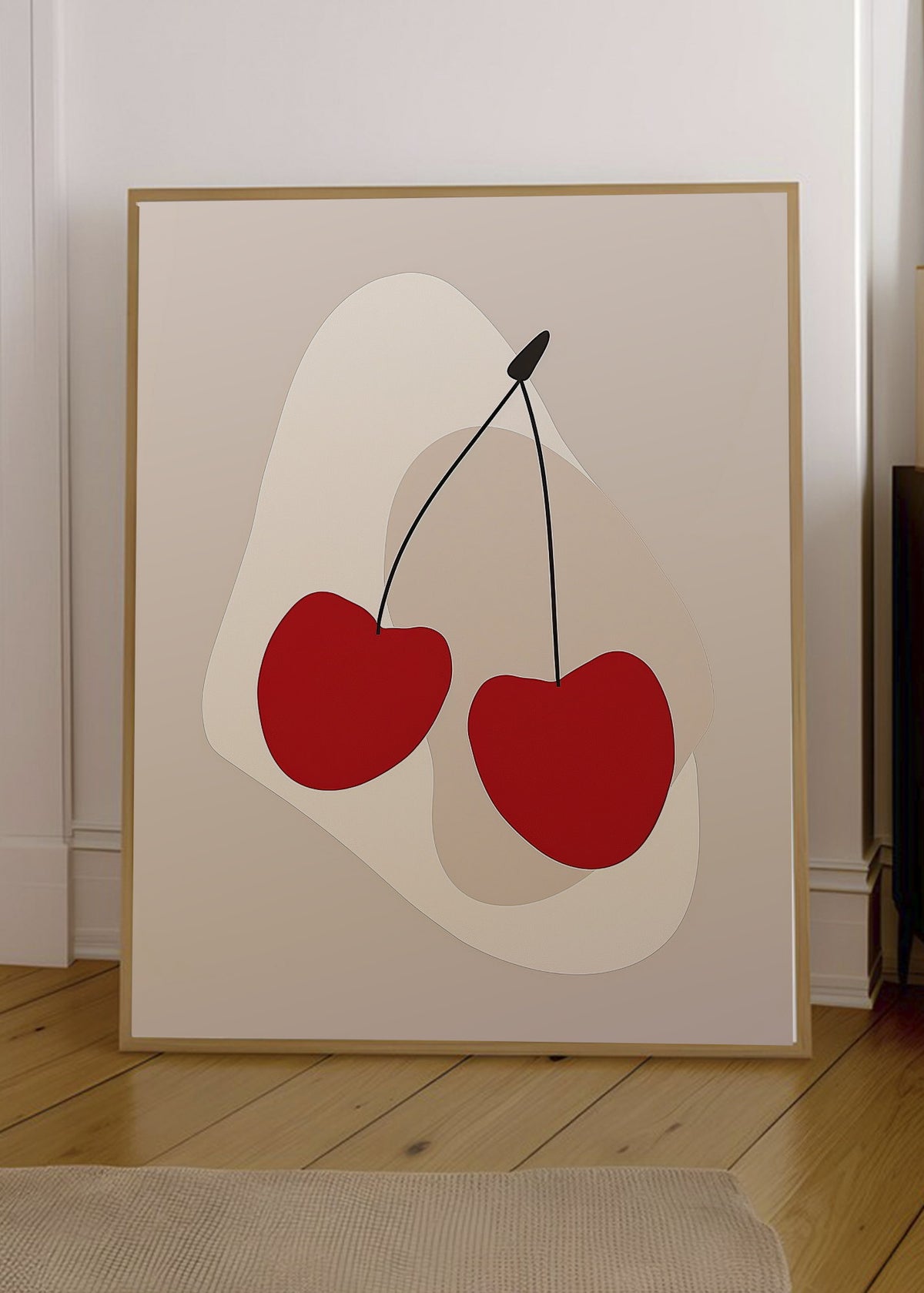 Cuadro Decorativo Trendy, Cerezas Rojas Beige Minimal