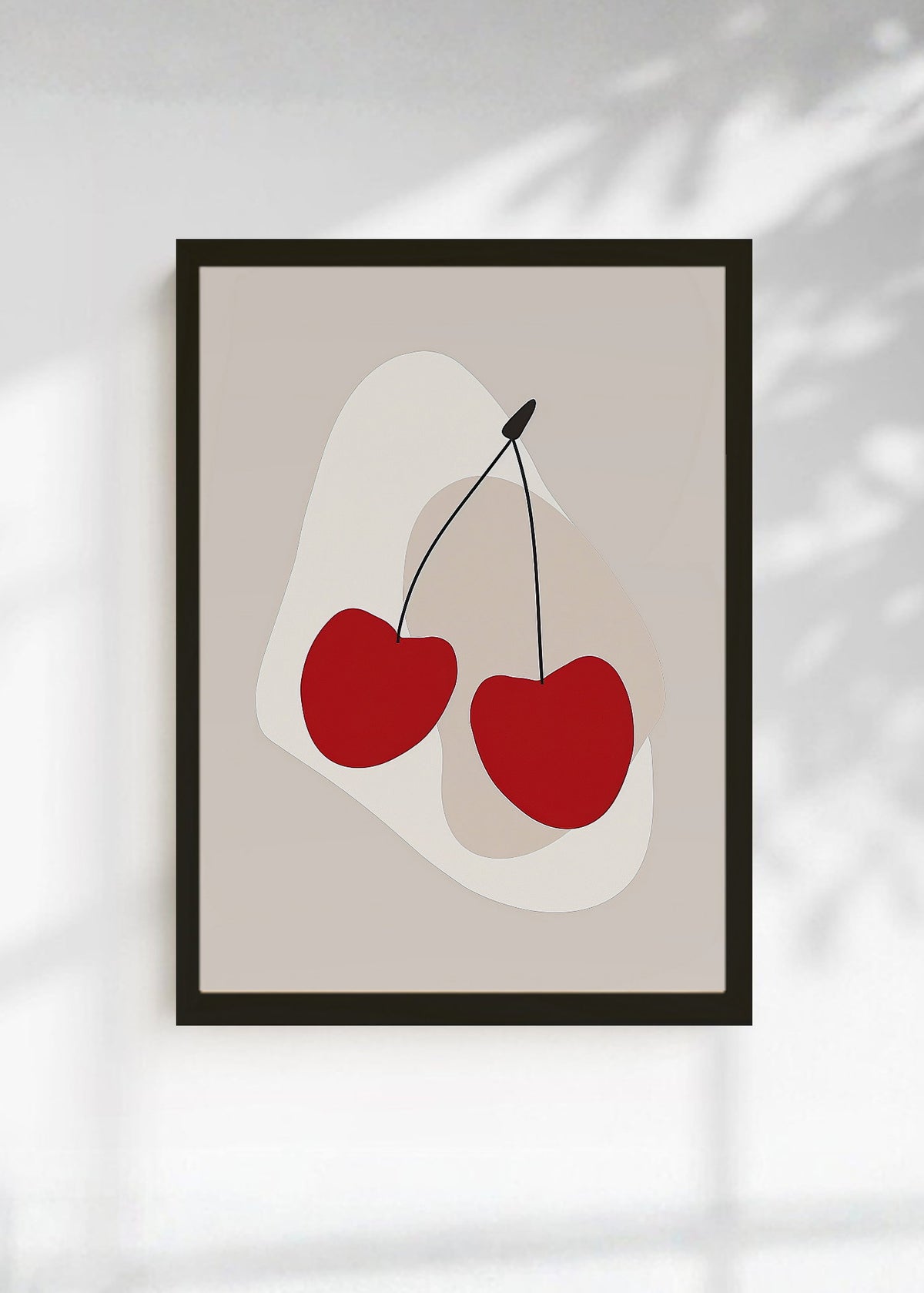 Cuadro Decorativo Trendy, Cerezas Rojas Beige Minimal