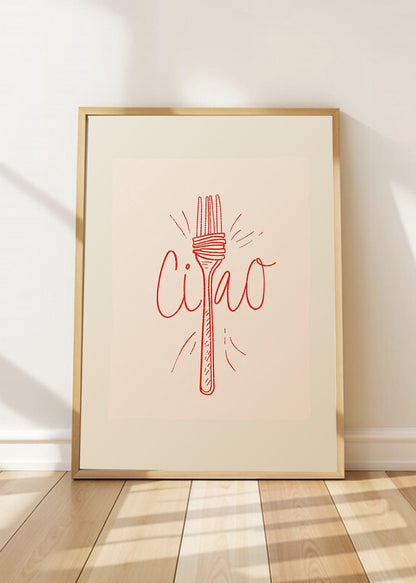Cuadro Decorativo Trendy, Ciao Pasta Tenedor Crema