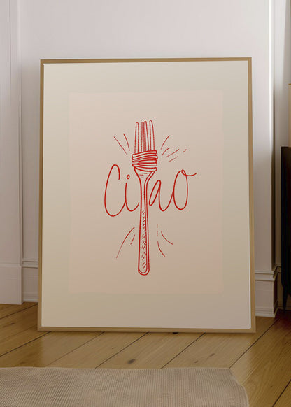 Cuadro Decorativo Trendy, Ciao Pasta Tenedor Crema
