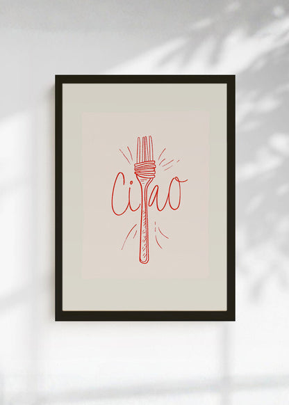 Cuadro Decorativo Trendy, Ciao Pasta Tenedor Crema