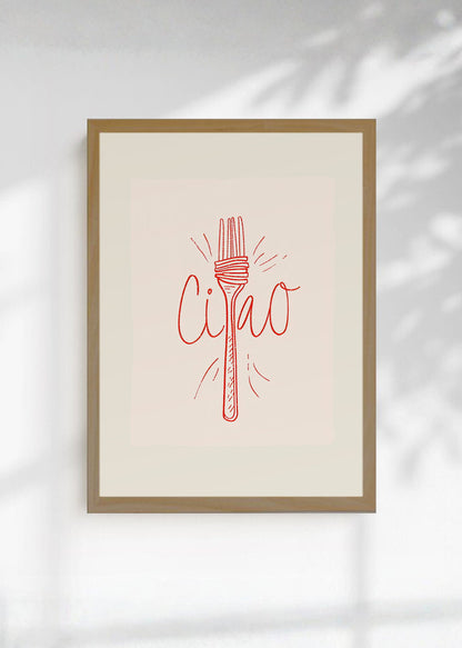 Cuadro Decorativo Trendy, Ciao Pasta Tenedor Crema