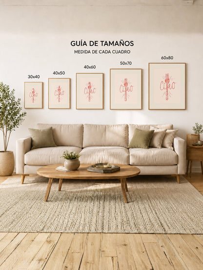 Cuadro Decorativo Trendy, Ciao Pasta Tenedor Crema