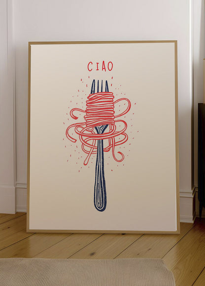 Cuadro Decorativo Trendy, Ciao Pasta Tenedor Rosa