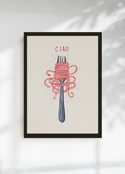 Cuadro Decorativo Trendy, Ciao Pasta Tenedor Rosa