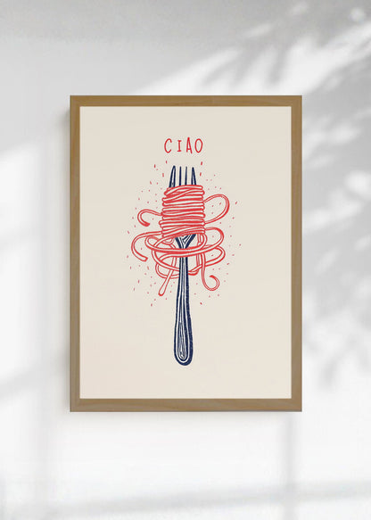 Cuadro Decorativo Trendy, Ciao Pasta Tenedor Rosa