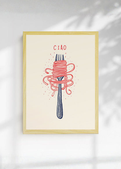 Cuadro Decorativo Trendy, Ciao Pasta Tenedor Rosa