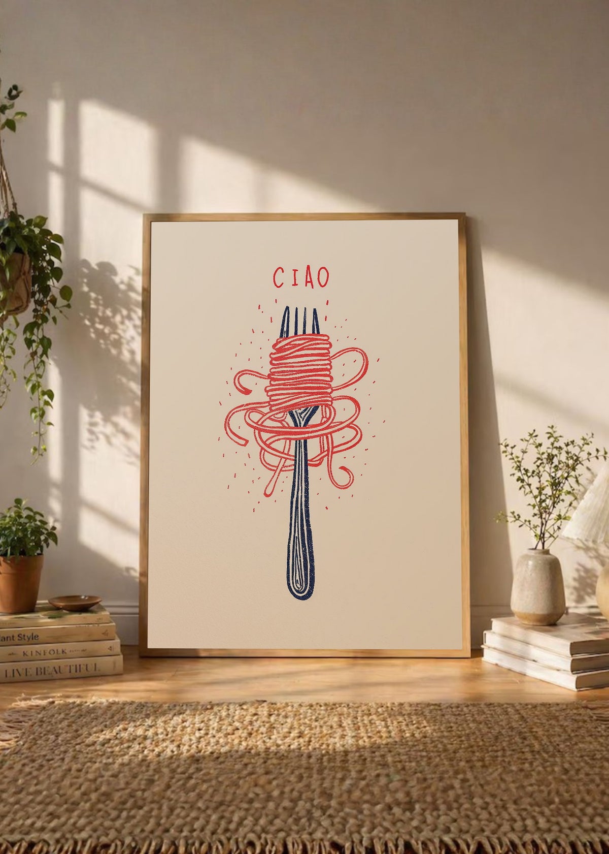 Cuadro Decorativo Trendy, Ciao Pasta Tenedor Rosa