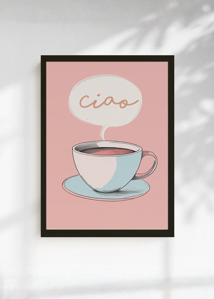 Cuadro Decorativo Trendy, Ciao Taza Café Rosa