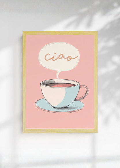 Cuadro Decorativo Trendy, Ciao Taza Café Rosa
