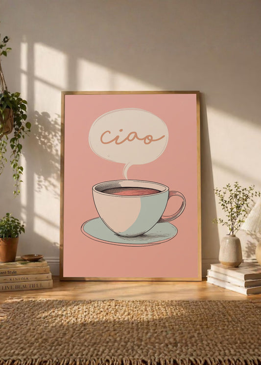 Cuadro Decorativo Trendy, Ciao Taza Café Rosa