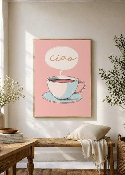 Cuadro Decorativo Trendy, Ciao Taza Café Rosa