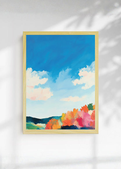 Cuadro Decorativo Trendy, Cielo Nubes Campo Multicolor