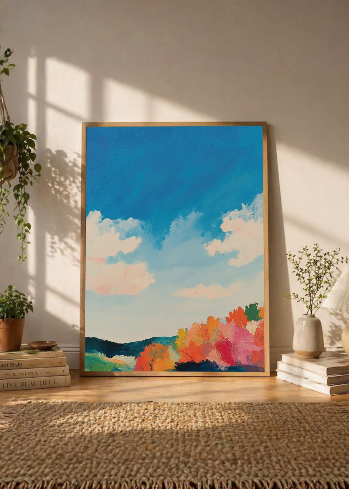 Cuadro Decorativo Trendy, Cielo Nubes Campo Multicolor