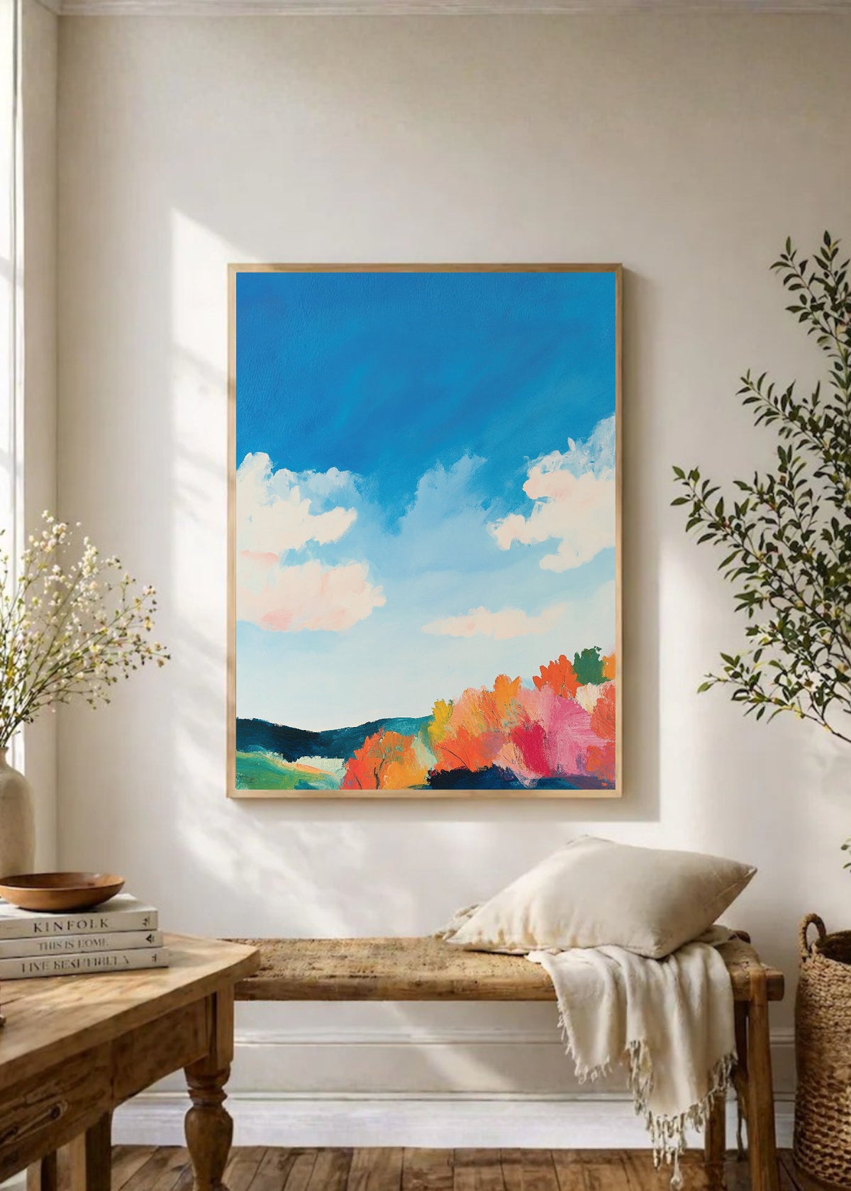 Cuadro Decorativo Trendy, Cielo Nubes Campo Multicolor