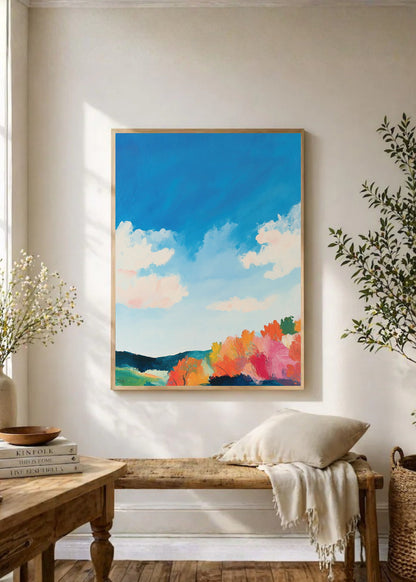 Cuadro Decorativo Trendy, Cielo Nubes Campo Multicolor