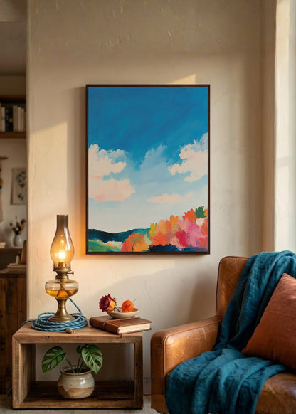Cuadro Decorativo Trendy, Cielo Nubes Campo Multicolor