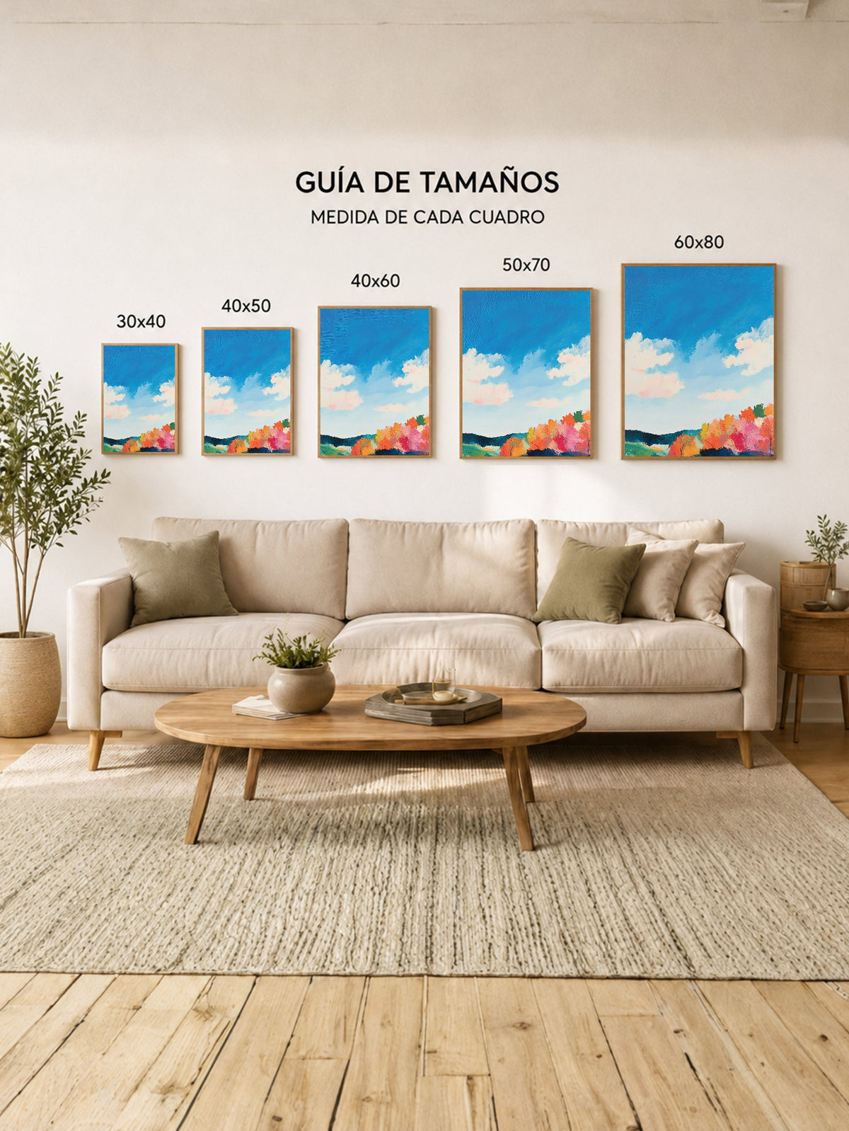 Cuadro Decorativo Trendy, Cielo Nubes Campo Multicolor