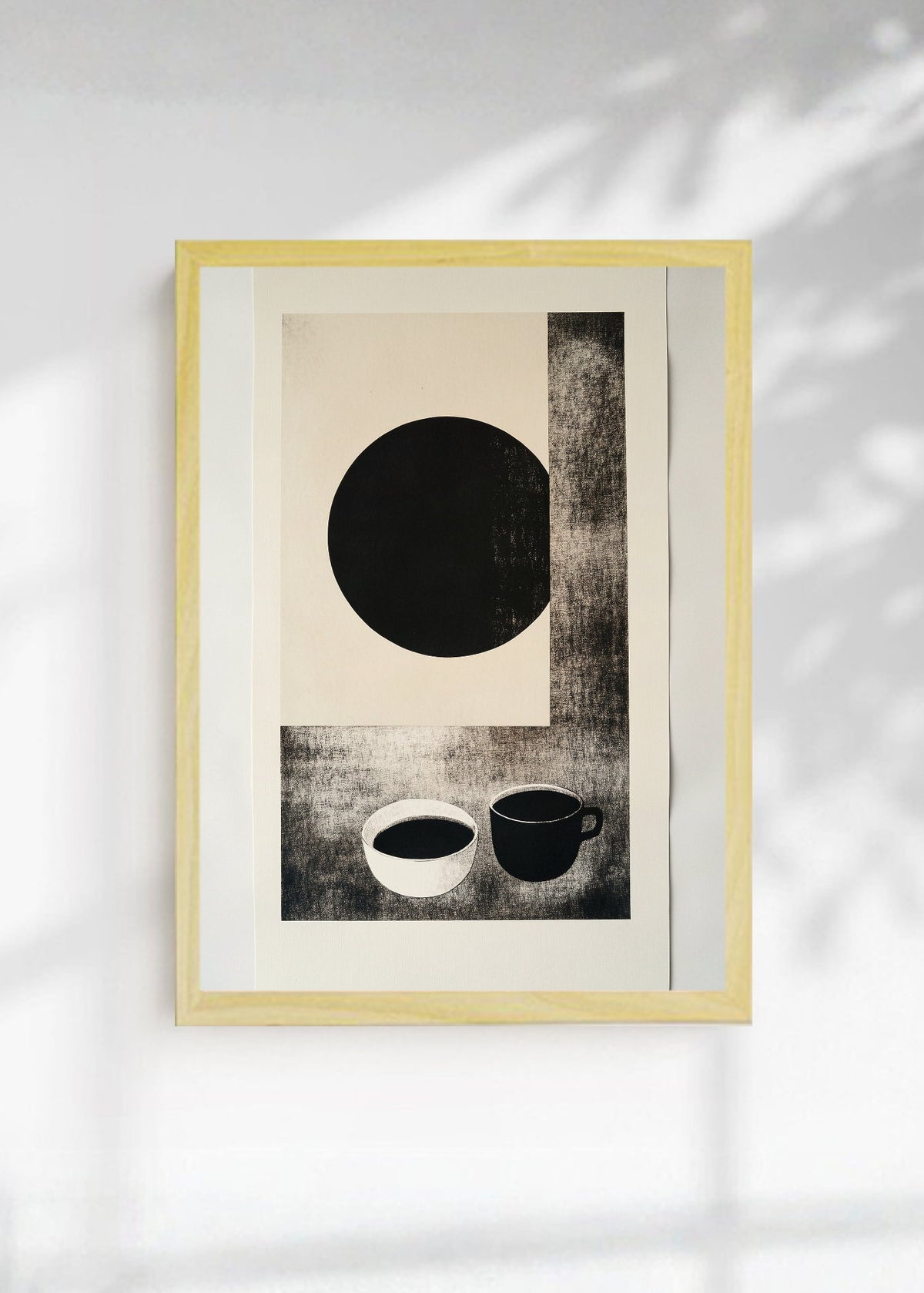 Cuadro Decorativo Trendy, Circulo Negro Tazas Minimal
