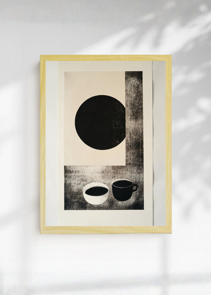 Cuadro Decorativo Trendy, Circulo Negro Tazas Minimal