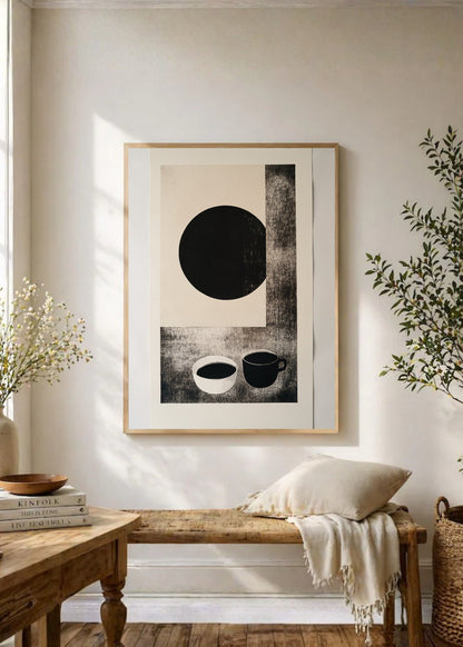 Cuadro Decorativo Trendy, Circulo Negro Tazas Minimal