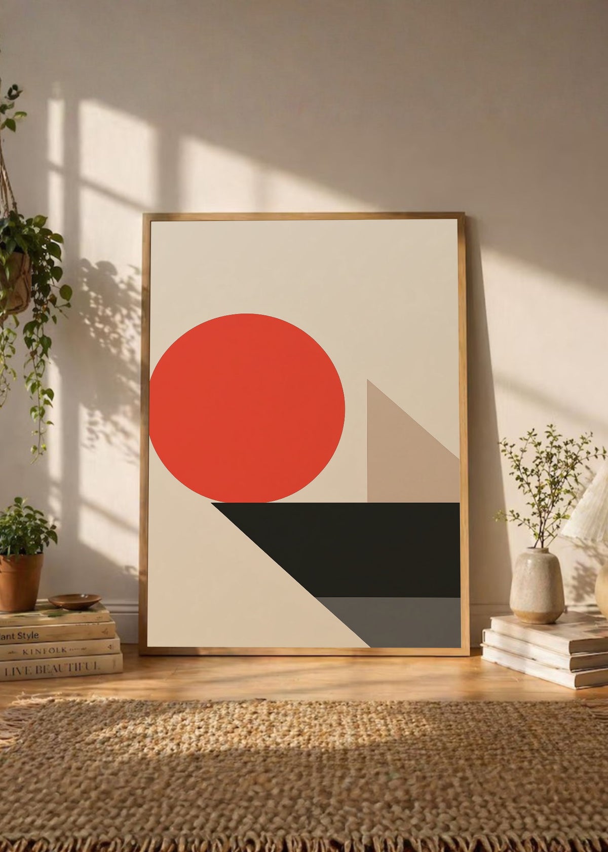 Cuadro Decorativo Trendy, Circulo Rojo Geométrico Gris