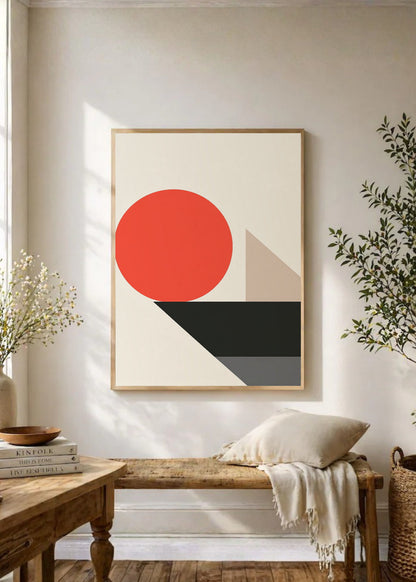 Cuadro Decorativo Trendy, Circulo Rojo Geométrico Gris
