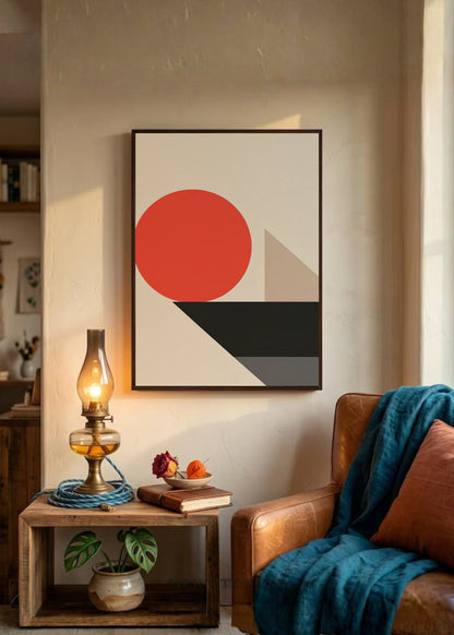 Cuadro Decorativo Trendy, Circulo Rojo Geométrico Gris
