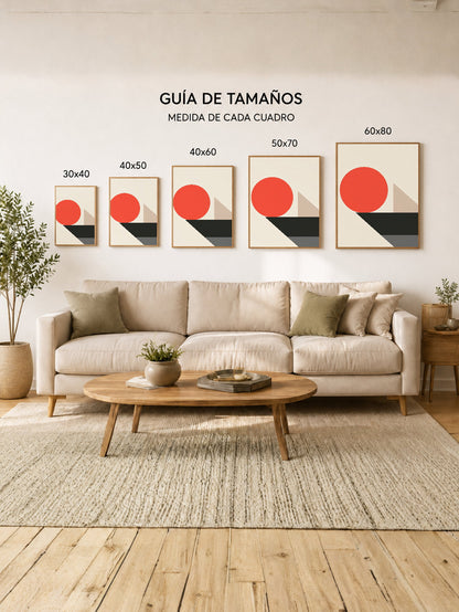 Cuadro Decorativo Trendy, Circulo Rojo Geométrico Gris