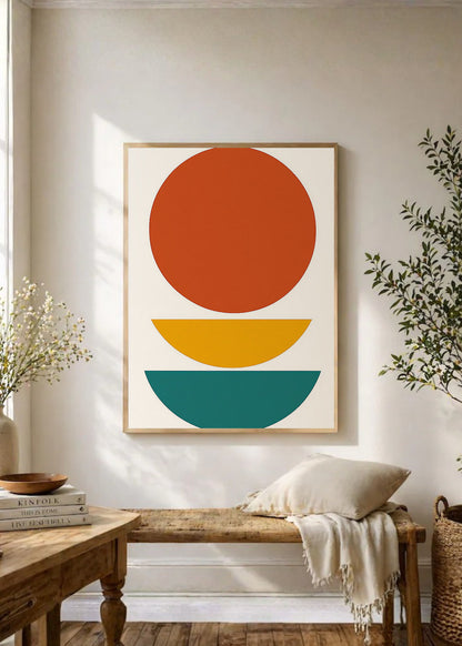 Cuadro Decorativo Trendy, Circulo Rojo Semicirculos Verde
