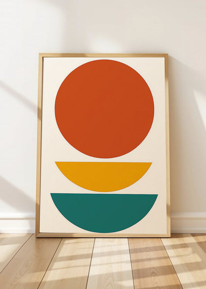 Cuadro Decorativo Trendy, Circulo Rojo Semicirculos Verde