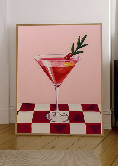 Cuadro Decorativo Trendy, Coctel Cosmopolitan Damero