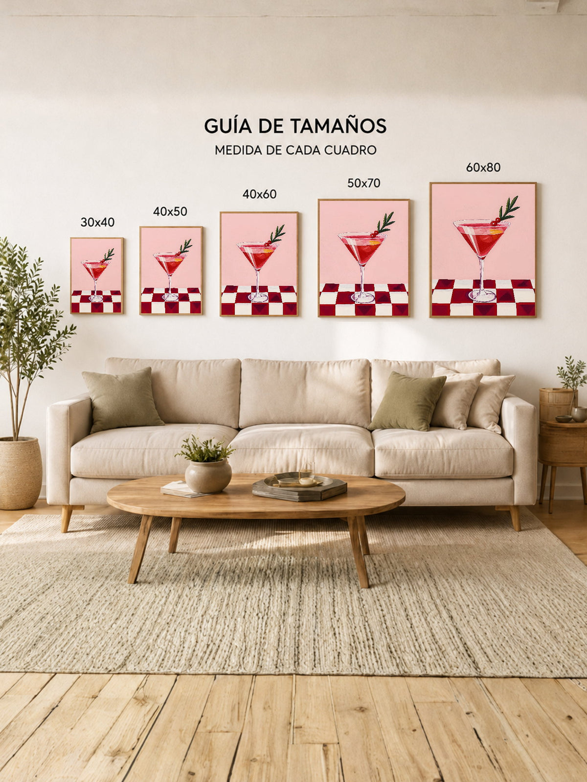 Cuadro Decorativo Trendy, Coctel Cosmopolitan Damero