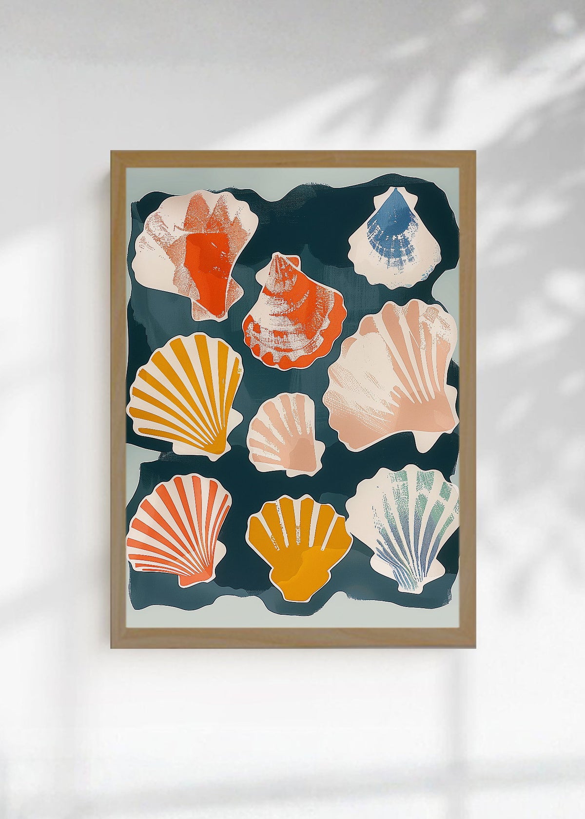 Cuadro Decorativo Trendy, Conchas Marinas Azul Petroleo