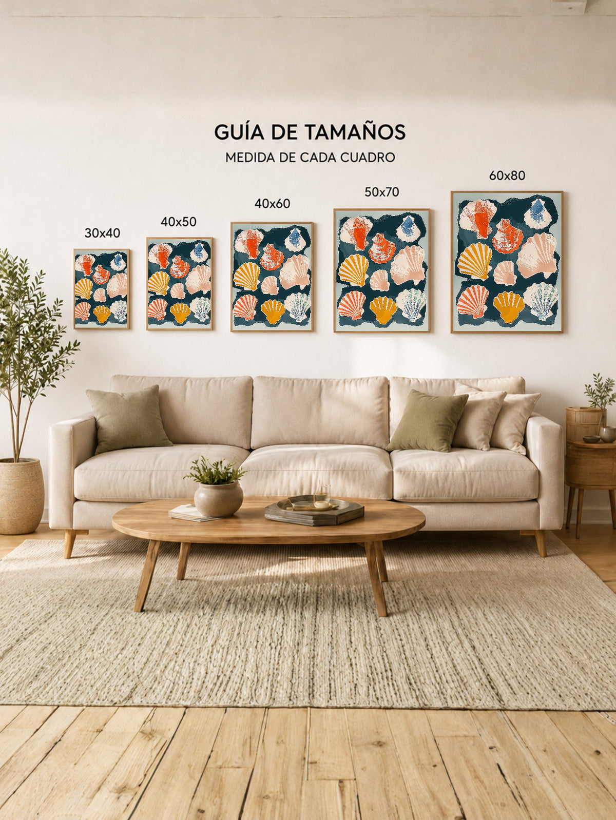 Cuadro Decorativo Trendy, Conchas Marinas Azul Petroleo