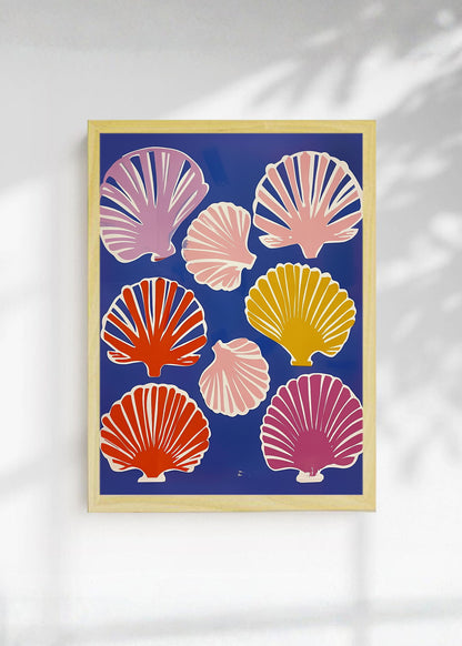 Cuadro Decorativo Trendy, Conchas Marinas Azul Violeta