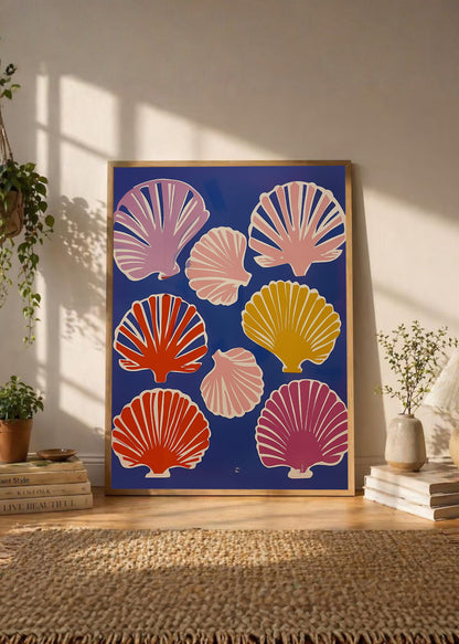 Cuadro Decorativo Trendy, Conchas Marinas Azul Violeta