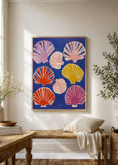 Cuadro Decorativo Trendy, Conchas Marinas Azul Violeta
